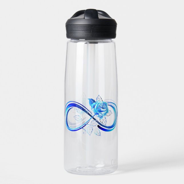 Glowing infinity with blue rose water bottle (Front)
