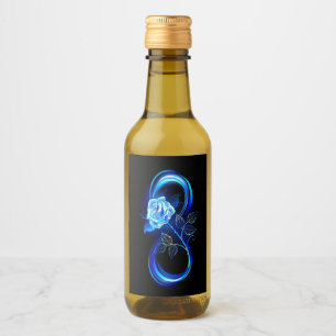 Glowing infinity with blue rose wine label