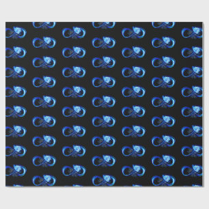 Glowing infinity with blue rose wrapping paper