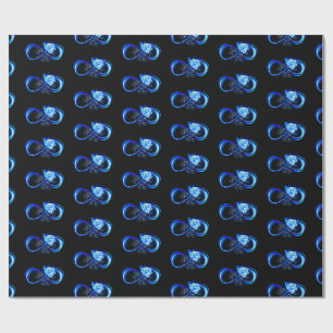 Glowing infinity with blue rose wrapping paper