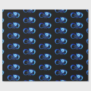Glowing infinity with blue rose wrapping paper