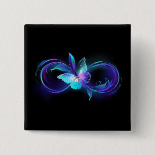 Glowing Infinity with Magic Butterfly 15 Cm Square Badge