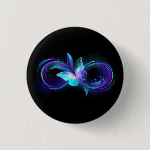 Glowing Infinity with Magic Butterfly 3 Cm Round Badge