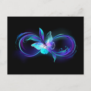 Glowing Infinity with Magic Butterfly Announcement Postcard