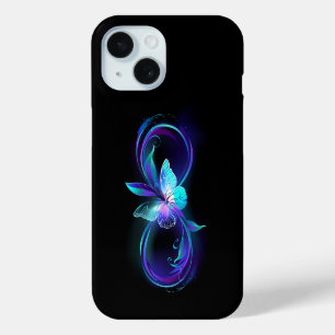 Glowing Infinity with Magic Butterfly iPhone 15 Case