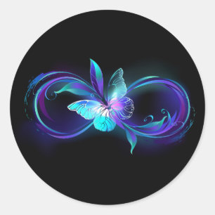 Glowing Infinity with Magic Butterfly Classic Round Sticker