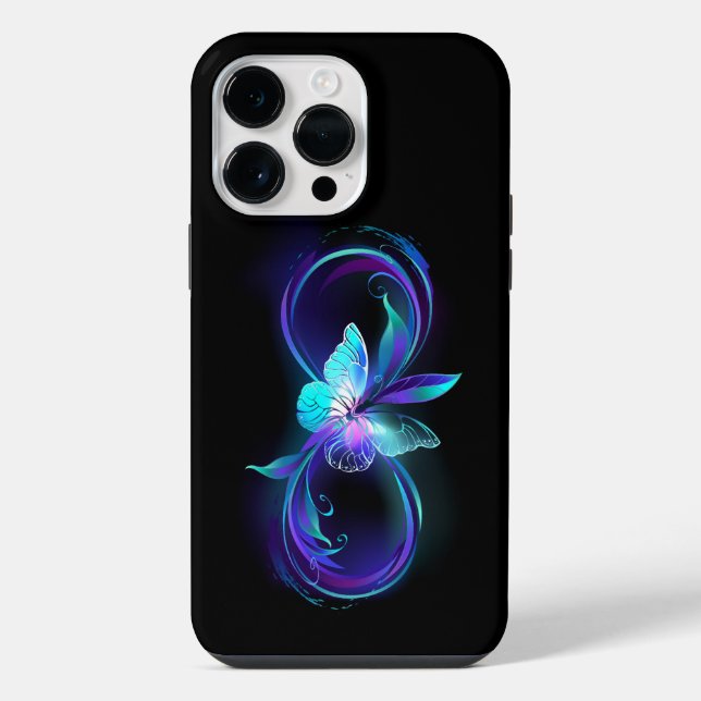 Glowing Infinity with Magic Butterfly iPhone Case (Back)