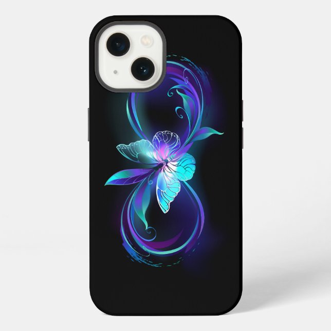 Glowing Infinity with Magic Butterfly iPhone Case (Back)