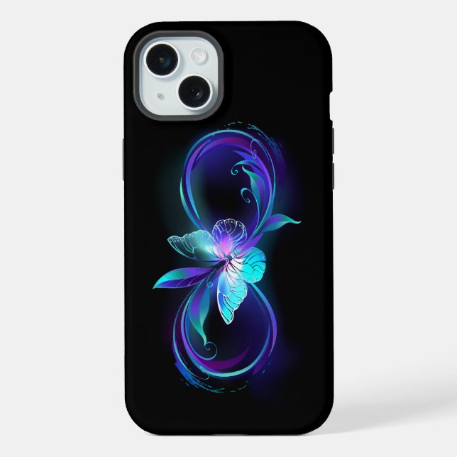 Glowing Infinity with Magic Butterfly iPhone Case (Back)