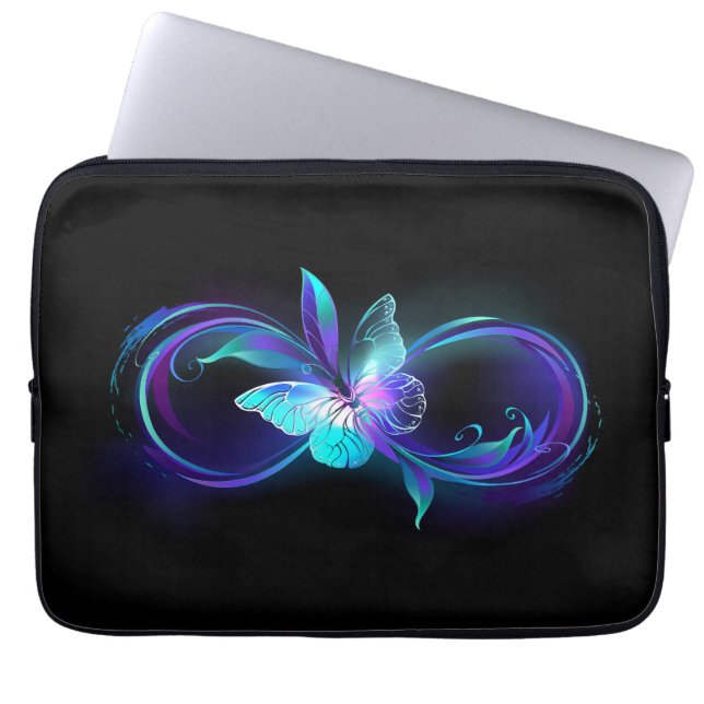 Glowing Infinity with Magic Butterfly Laptop Sleeve (Front)