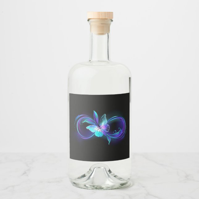 Glowing Infinity with Magic Butterfly Liquor Bottle Label (Front)