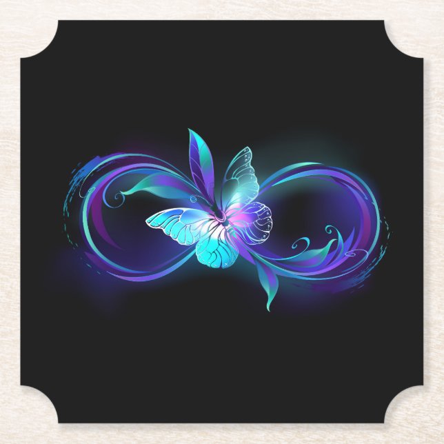 Glowing Infinity with Magic Butterfly Paper Coaster (Front)