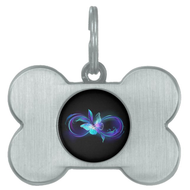 Glowing Infinity with Magic Butterfly Pet ID Tag (Front)