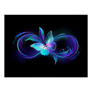 Glowing Infinity with Magic Butterfly Poster