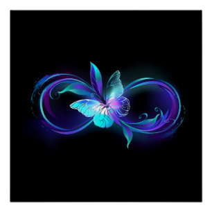 Glowing Infinity with Magic Butterfly Poster