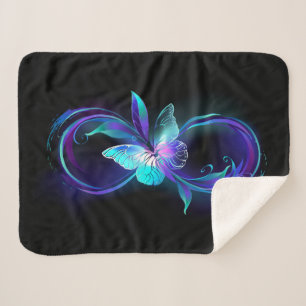 Glowing Infinity with Magic Butterfly Sherpa Blanket