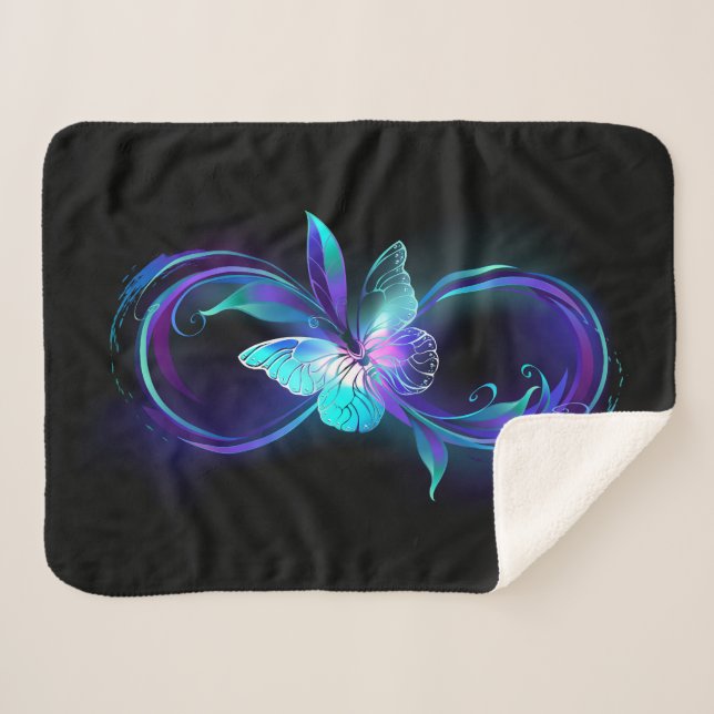 Glowing Infinity with Magic Butterfly Sherpa Blanket (Front (Horizontal))
