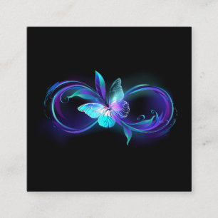 Glowing Infinity with Magic Butterfly Square Business Card