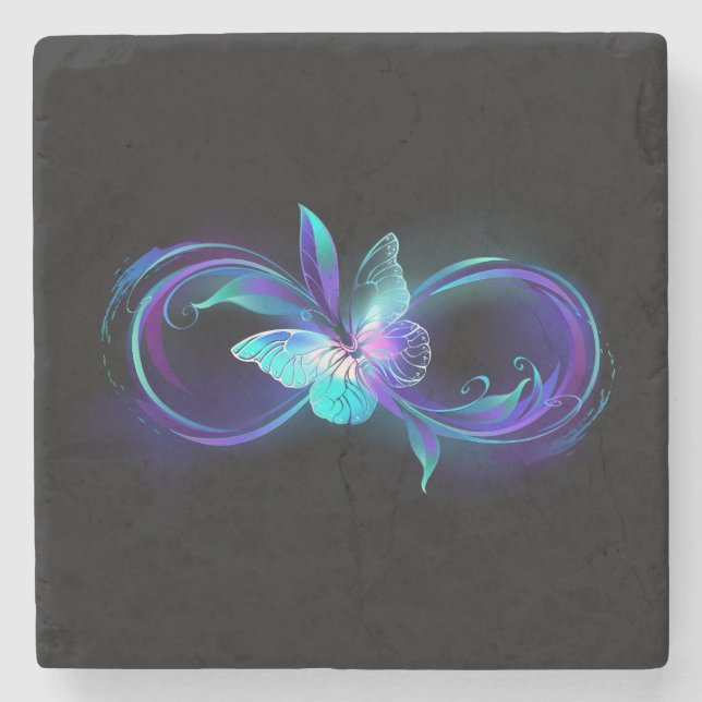 Glowing Infinity with Magic Butterfly Stone Coaster (Front)