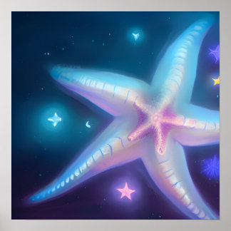 Glowing Iridescent Starfish Poster