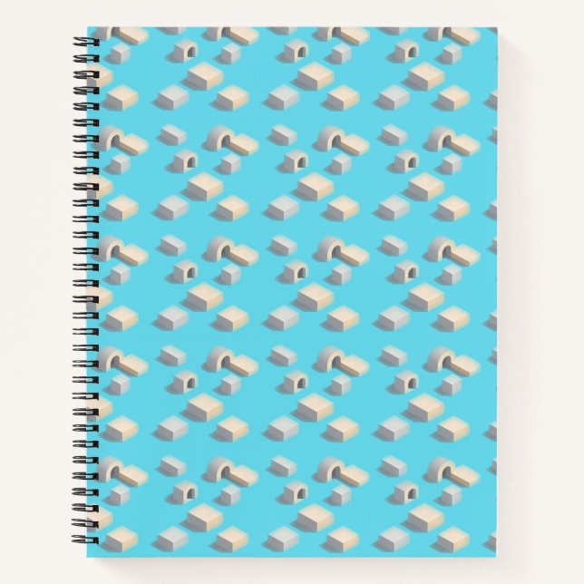 Glowing isometric architectural components notebook (Front)