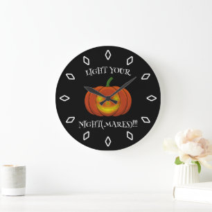 Glowing Jack-o'-Lantern - Light Your Nightmares Large Clock