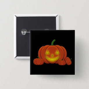 Glowing Jack-o'-Lantern Pumpkin 15 Cm Square Badge