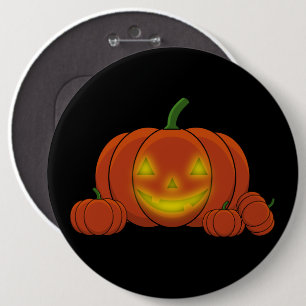 Glowing Jack-o'-Lantern Pumpkin 6 Cm Round Badge