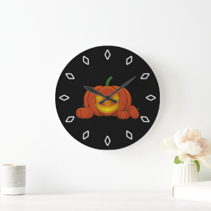 Glowing Jack-o'-Lantern Pumpkin Large Clock
