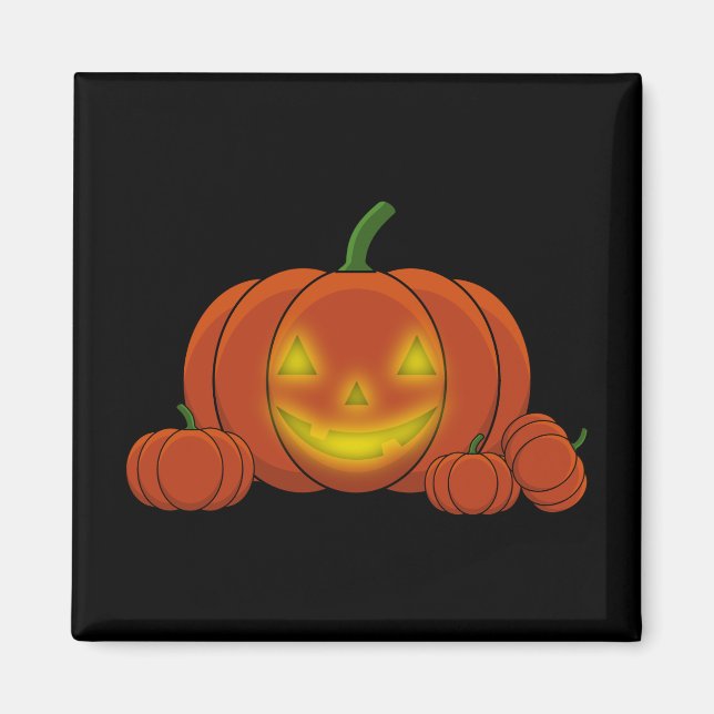 Glowing Jack-o'-Lantern Pumpkin Magnet (Front)