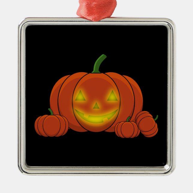 Glowing Jack-o'-Lantern Pumpkin Metal Tree Decoration (Front)