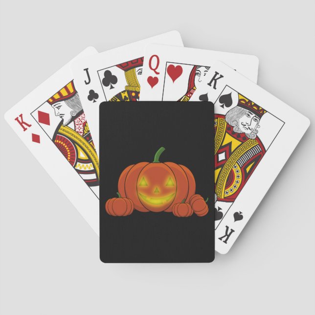 Glowing Jack-o'-Lantern Pumpkin Playing Cards (Back)