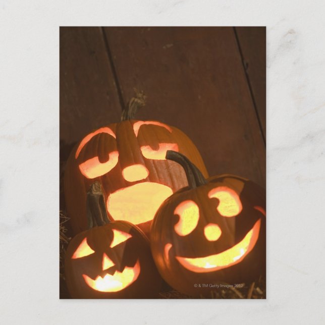 Glowing jack-o'-lanterns 2 postcard (Front)