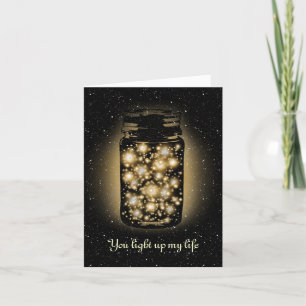 Glowing Jar Of Fireflies With Night Stars Card