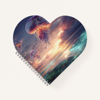 Glowing Jellyfish in Sunset Skies Notebook
