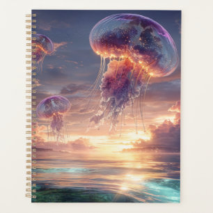 Glowing Jellyfish in Sunset Skies Planner