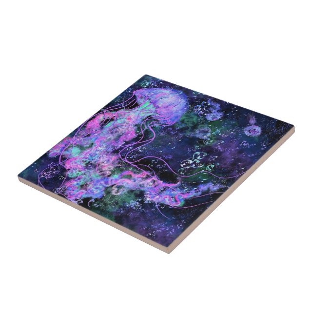 Glowing Jellyfish - Migned Drawing Art Collection Tile (Side)
