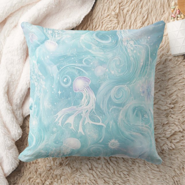 Glowing Jellyfish Ocean Pattern Cushion (Blanket)