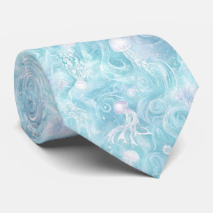 Glowing Jellyfish Ocean Pattern Tie