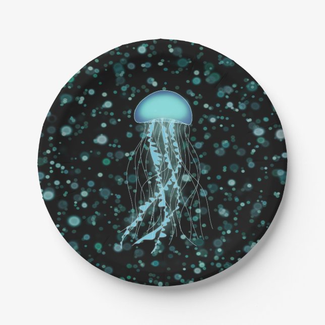 Glowing Jellyfish Paper Plate (Front)