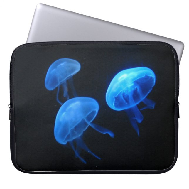 Glowing jellyfish underwater pic laptop sleeve (Front)
