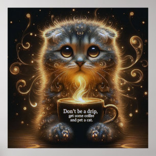 Glowing Kitty Coffee Cure Poster