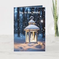 Glowing Lantern In Snowflakes