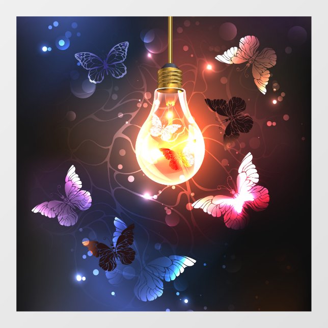 Glowing Light Bulb with Night Butterflies (Sheet)