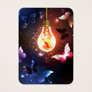 Glowing Light Bulb with Night Butterflies