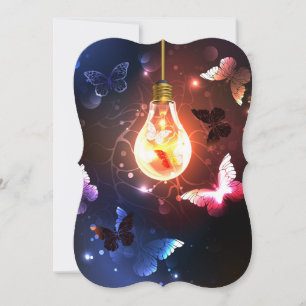 Glowing Light Bulb with Night Butterflies Card