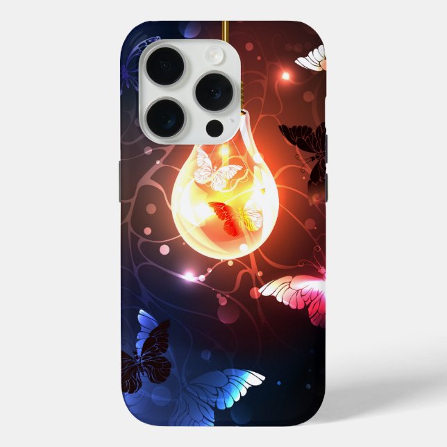 Glowing Light Bulb with Night Butterflies Case-Mate iPhone Case (Back)