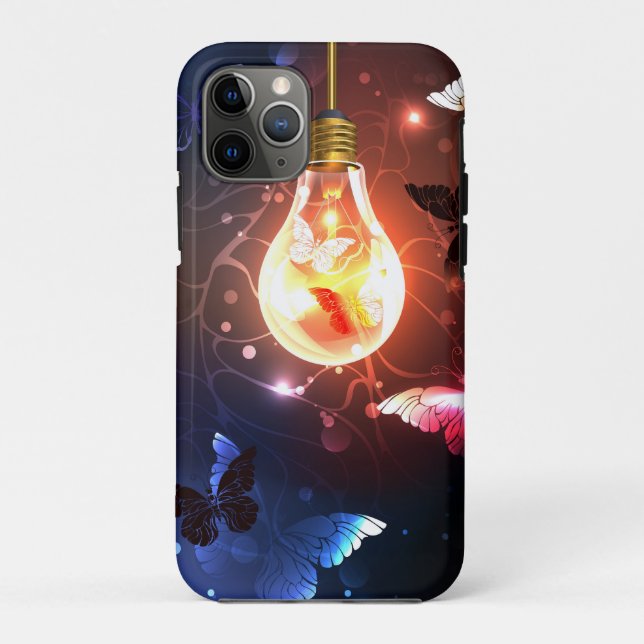 Glowing Light Bulb with Night Butterflies Case-Mate iPhone Case (Back)
