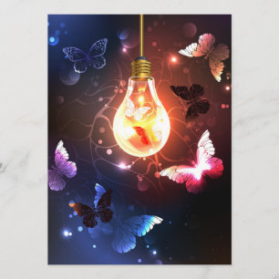 Glowing Light Bulb with Night Butterflies Menu