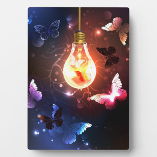 Glowing Light Bulb with Night Butterflies Plaque